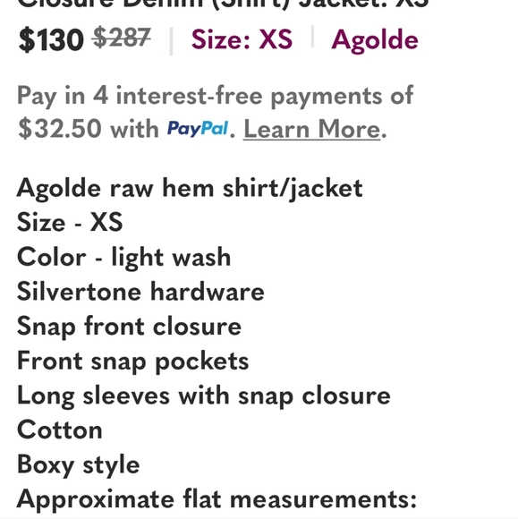 Agolde Raw Hem Light Washed Denim Jacket SIze Small - Picture 12 of 12